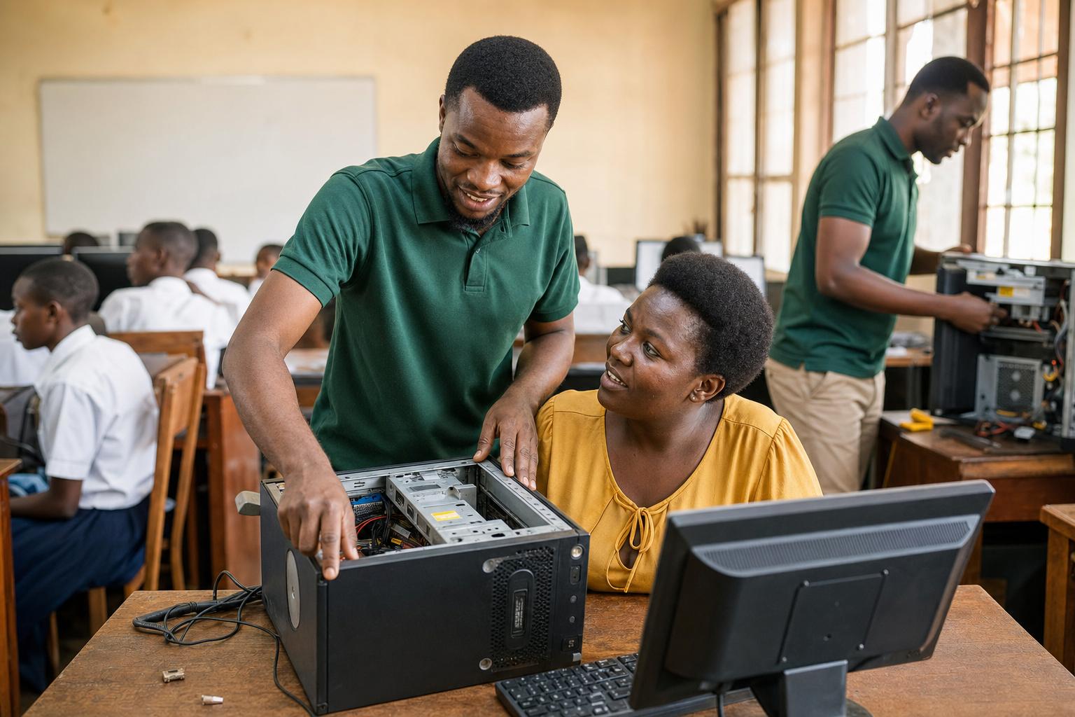 LytLabs support specialist helping a teacher repair a laboratory computer